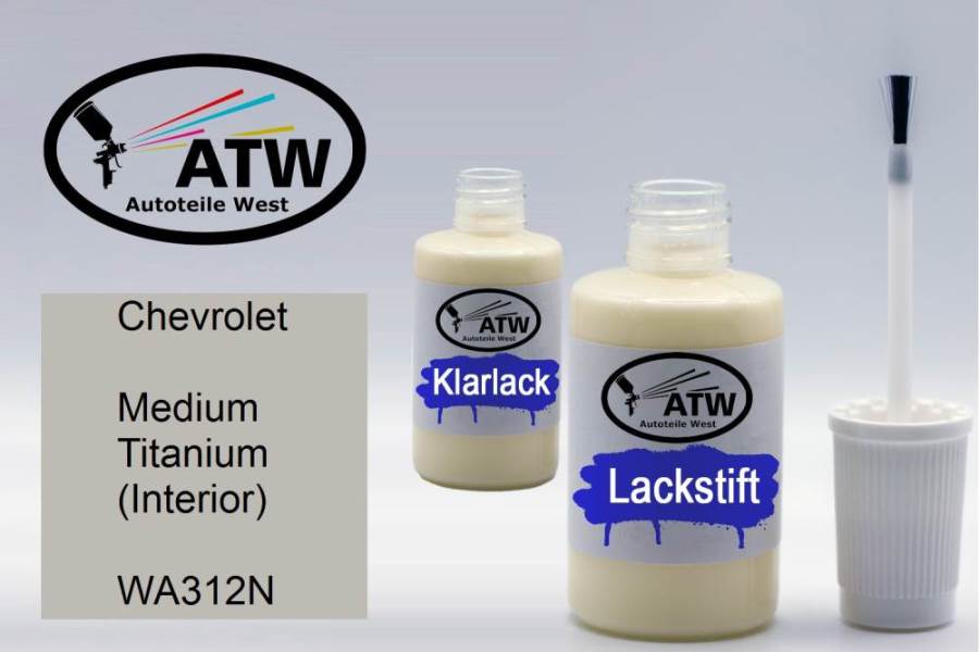 Chevrolet, Medium Titanium (Interior), WA312N: 20ml Lackstift + 20ml Klarlack - Set, von ATW Autoteile West.